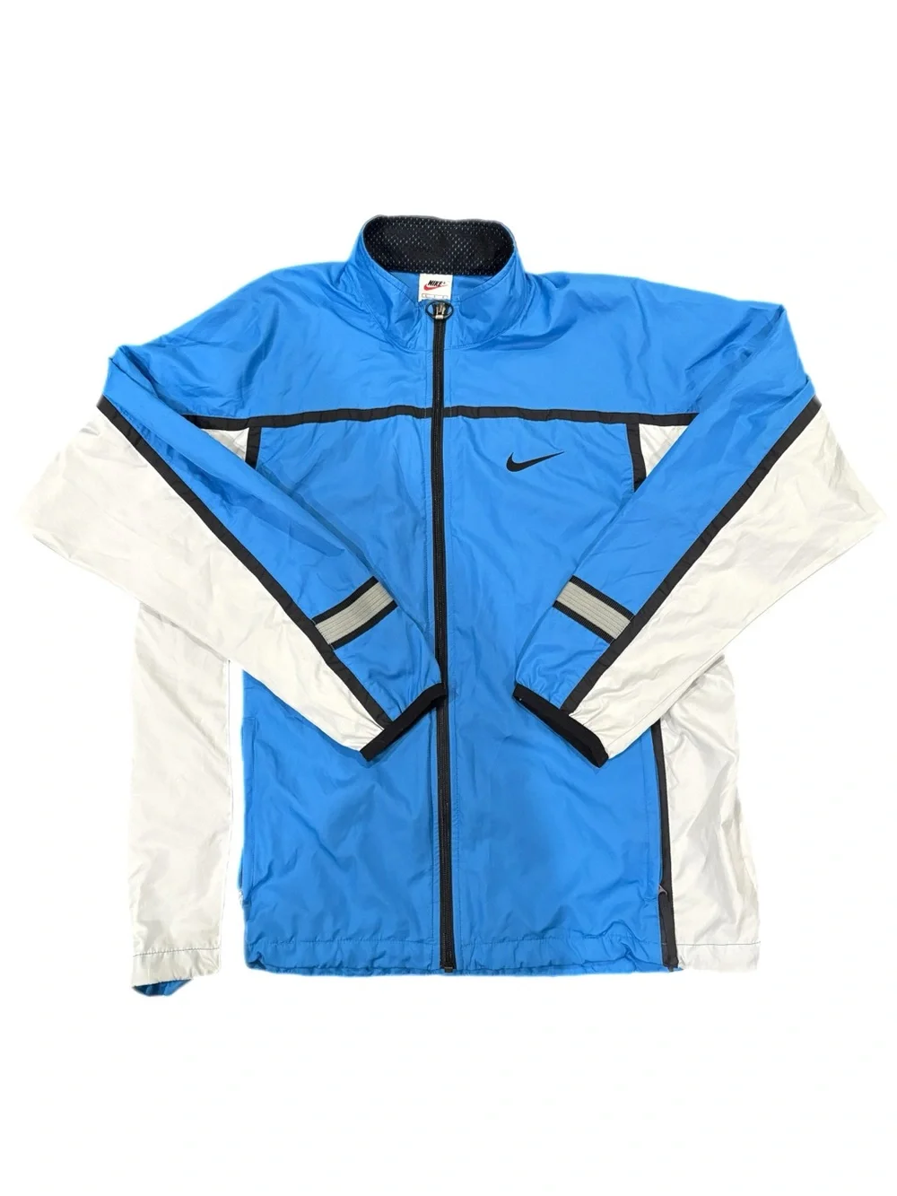 Vintage Y2K Men’s Nike Zip-Up Windbreaker Jacket Blue And White